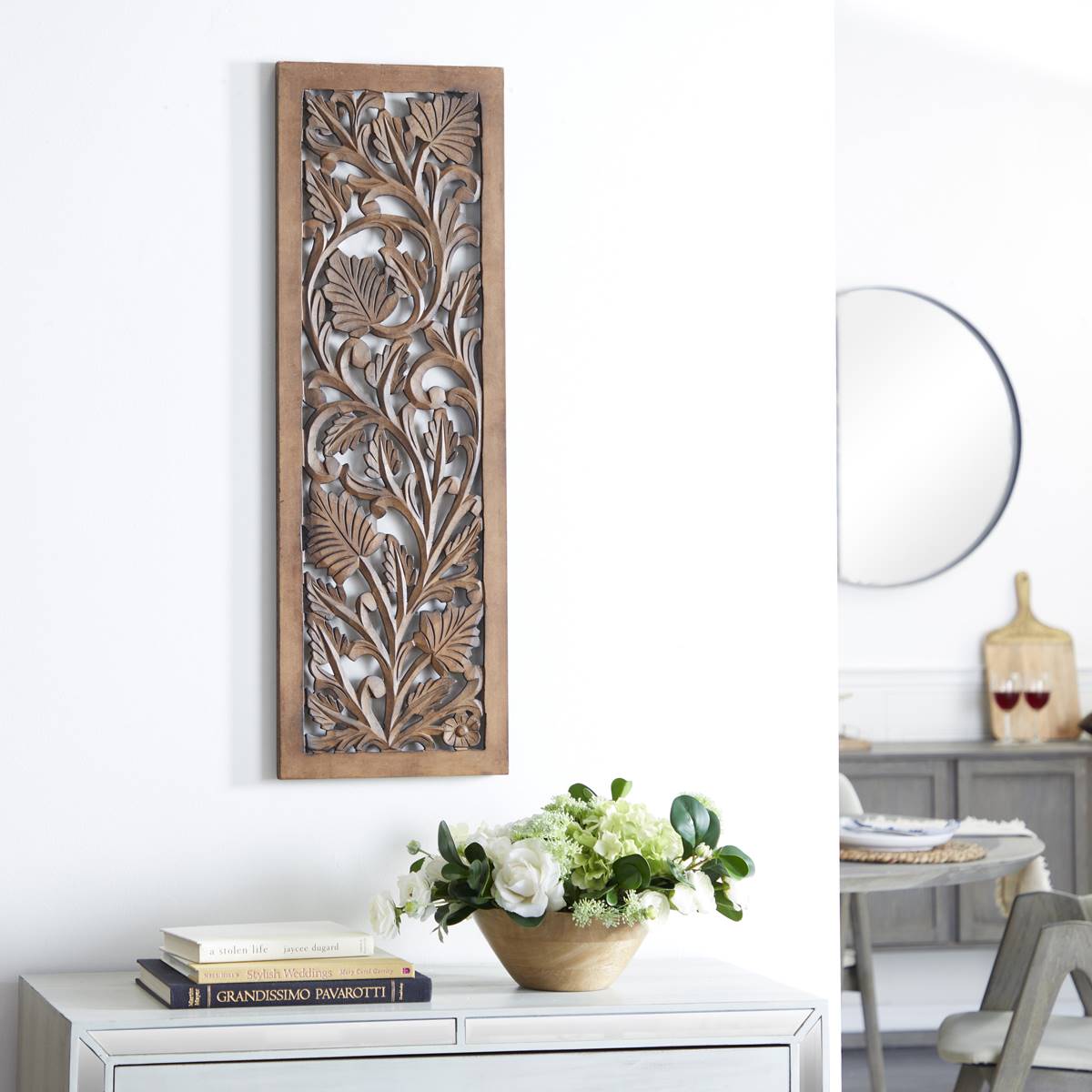 9th & Pike(R) Black Traditional Floral Wood Wall Decor