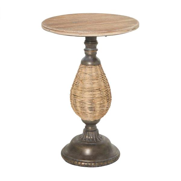 9th & Pike(R) Brown Metal Farmhouse Accent Table