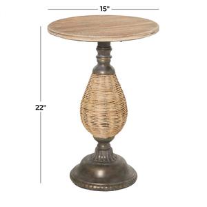 9th & Pike(R) Brown Metal Farmhouse Accent Table alternate view