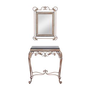 9th & Pike(R) Bronze Metal Traditional Console Table with Mirror