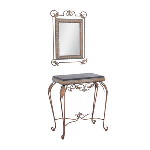 9th & Pike(R) Bronze Metal Traditional Console Table with Mirror alternate view