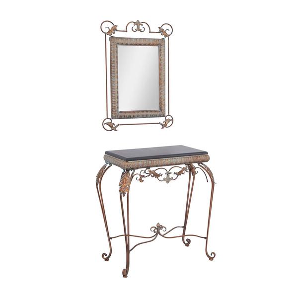 9th & Pike(R) Bronze Metal Traditional Console Table with Mirror alternate view
