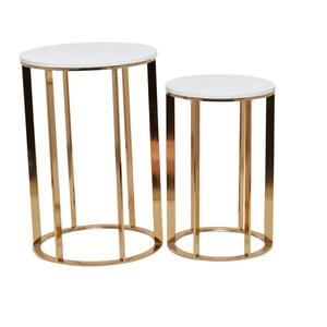 9th & Pike(R) Gold-Tone Metal Contemporary Accent Table - Set of 2