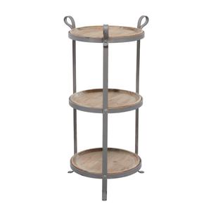 9th & Pike(R) Grey Metal Industrial Accent Table
