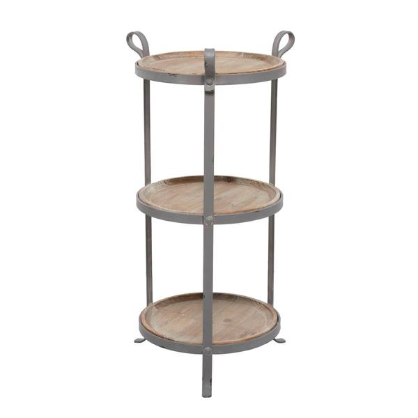 9th & Pike(R) Grey Metal Industrial Accent Table