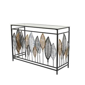 9th & Pike(R) Black Metal Contemporary Console Table