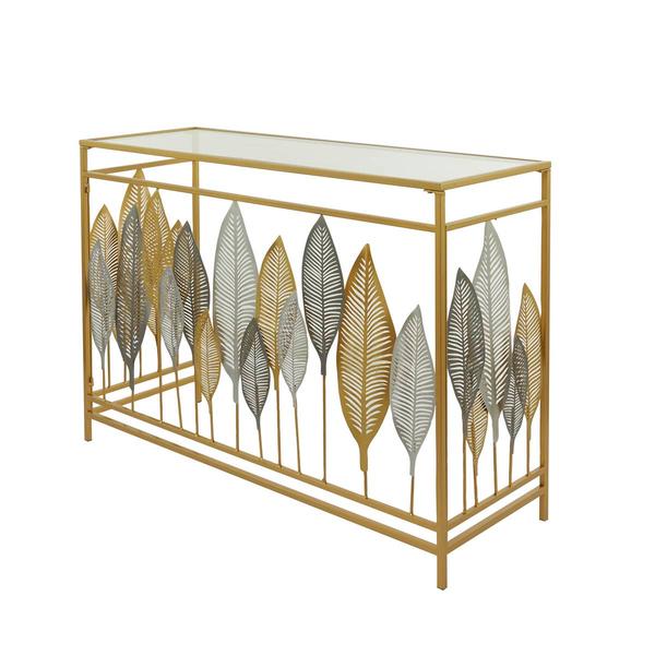 9th & Pike(R) Gold-Tone Metal Contemporary Console Table