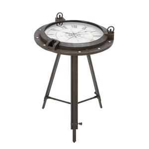 9th & Pike(R) Black Metal Industrial Accent Table