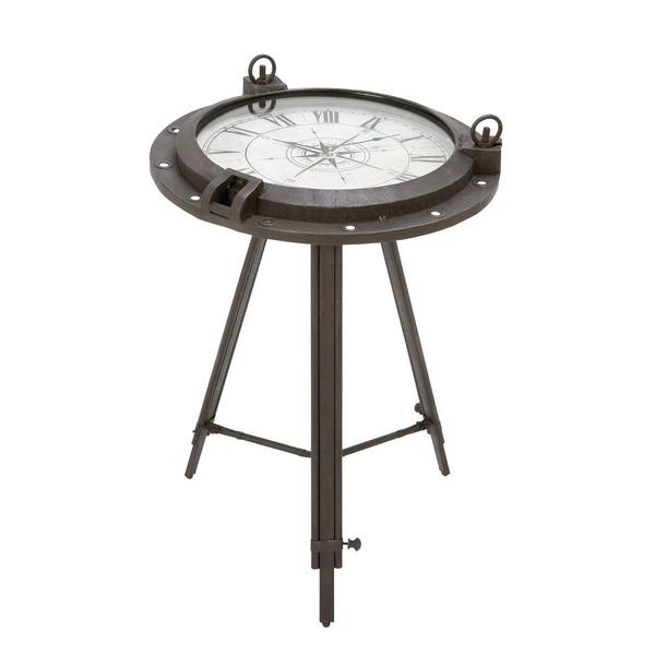9th & Pike(R) Black Metal Industrial Accent Table