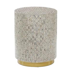 9th & Pike(R) Grey Mother of Pearl Contemporary Accent Table