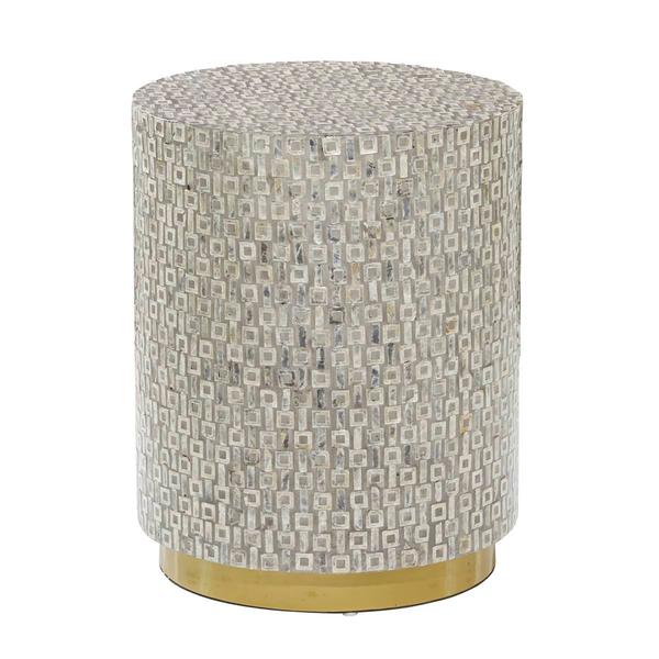 9th & Pike(R) Grey Mother of Pearl Contemporary Accent Table