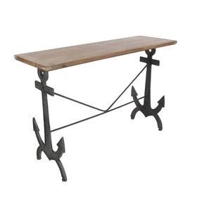 9th & Pike(R) Brown Coastal Metal Console Table