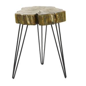 9th & Pike(R) Gold Polystone and Metal Modern Accent Table