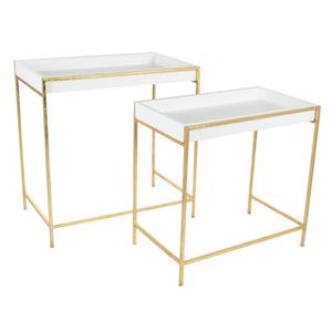 9th & Pike(R) Gold Metal Contemporary Console Table - Set of 2