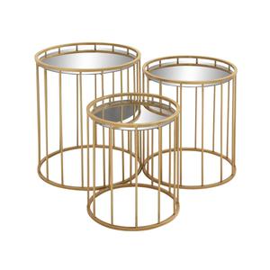 9th & Pike(R) Gold Metal Contemporary Accent Table - Set of 3