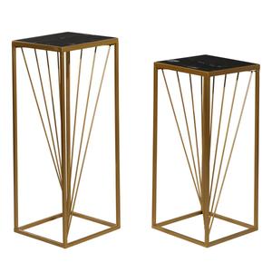 9th & Pike(R) Gold Marble Contemporary Pedestal Table - Set of 2