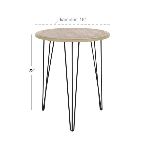 9th & Pike(R) Brown Wood and Metal Modern Accent Table alternate view