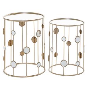 9th & Pike(R) Gold Metal Contemporary Accent Table - Set of 2