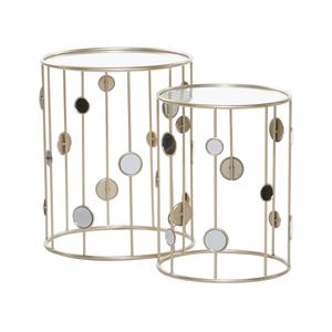 9th & Pike(R) Gold Metal Contemporary Accent Table - Set of 2 alternate view
