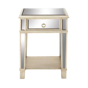 9th & Pike(R) Beige Wood Glam Inspired Accent Table
