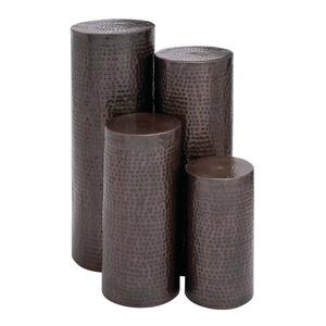 9th & Pike(R) Brown Metal Industrial Pedestal Table - Set of 4