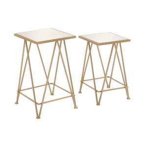 9th & Pike(R) Gold Metal Contemporary Accent Table - Set of 2