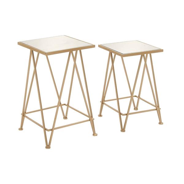 9th & Pike(R) Gold Metal Contemporary Accent Table - Set of 2