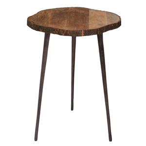 9th & Pike(R) Brown Rustic Aluminum Rustic Bark Accent Table