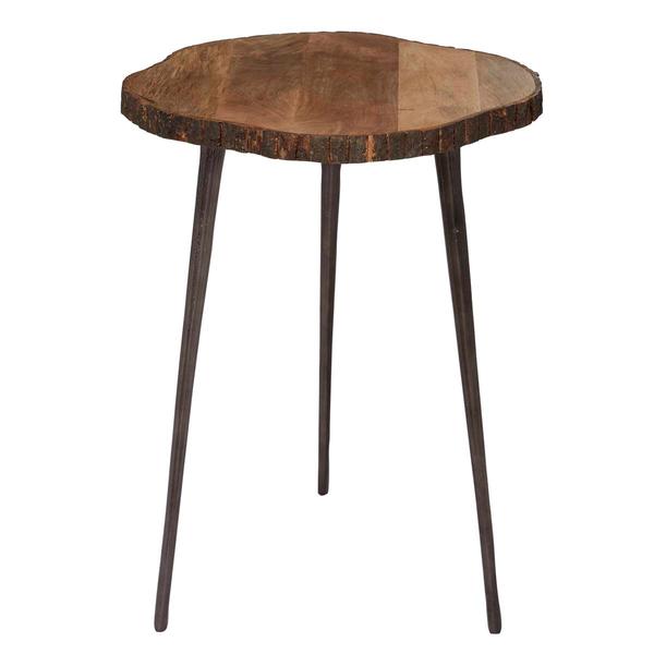 9th & Pike(R) Brown Rustic Aluminum Rustic Bark Accent Table