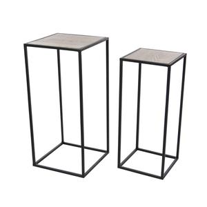 9th & Pike(R) Black Metal Contemporary Accent Table - Set of 2