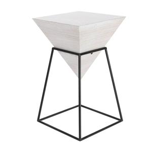 9th & Pike(R) White Metal and Wood Modern Accent Table