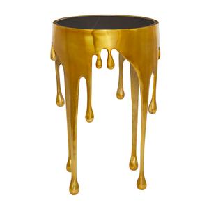 9th & Pike(R) Gold Aluminum Contemporary Accent Table