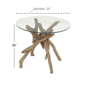 9th & Pike(R) Brown Rustic Wood Accent Table alternate view