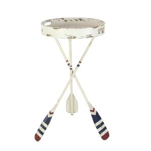 9th & Pike(R) White Metal Coastal Accent Table