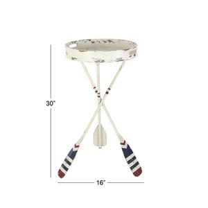 9th & Pike(R) White Metal Coastal Accent Table alternate view