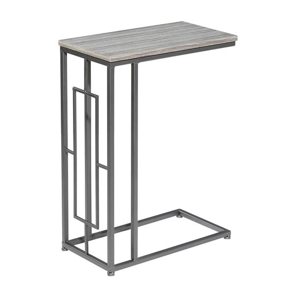 9th & Pike(R) Grey Metal and Wood Contemporary Accent Table