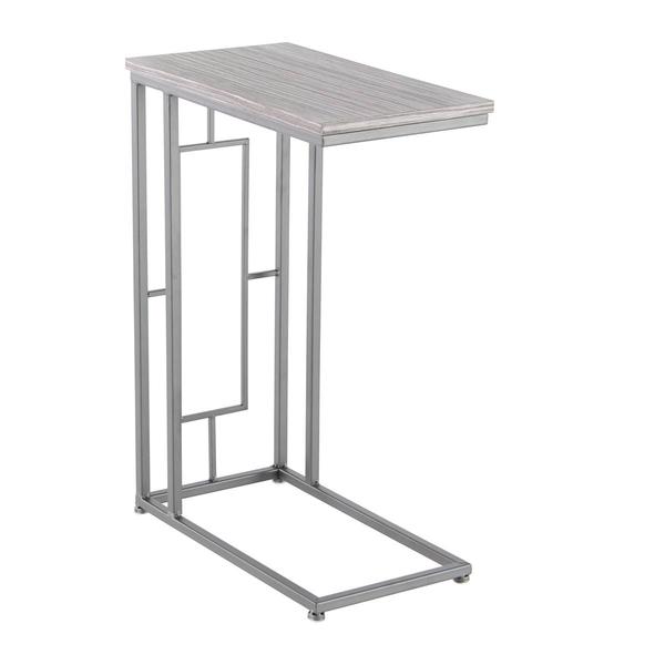 9th & Pike(R) Grey Metal and Wood Contemporary Accent Table alternate view