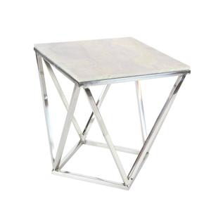 9th & Pike(R) Silver Marble and Stainless Steel Modern Accent Table alternate view