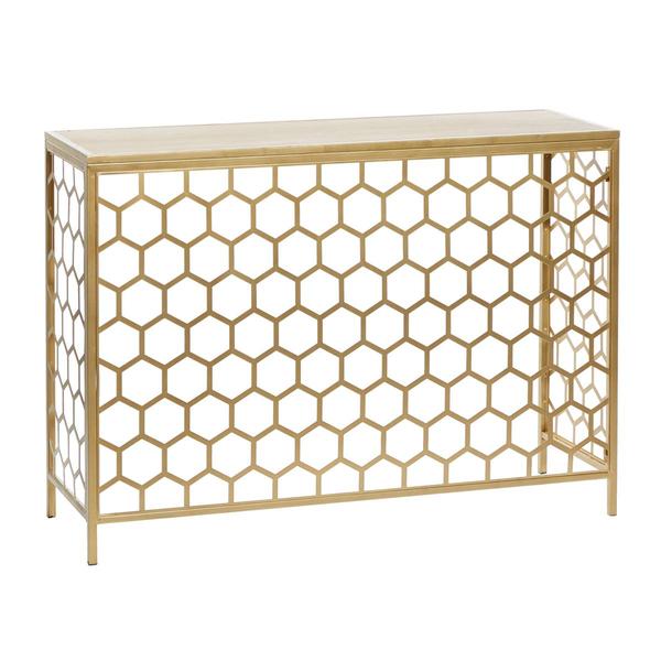 9th & Pike(R) Gold Metal Contemporary Console Table