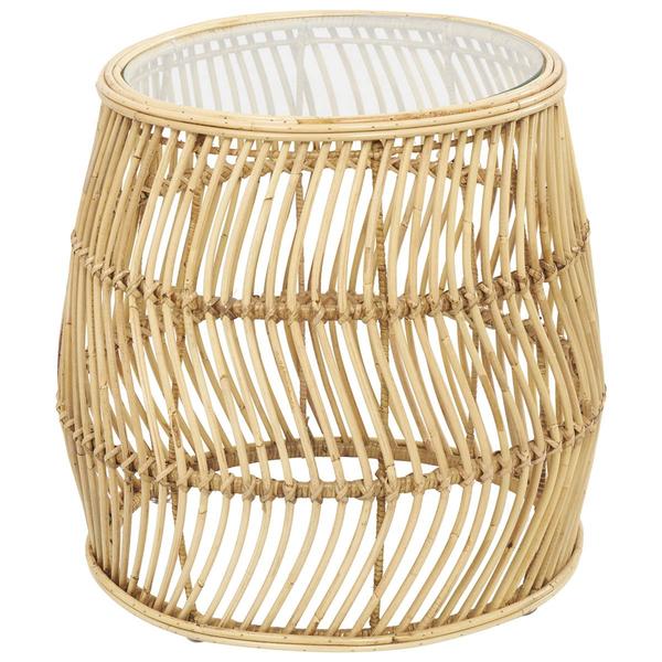 9th & Pike(R) Natural Brown Rattan Accent Table