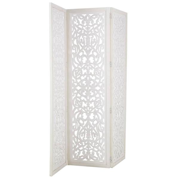 9th & Pike(R) Farmhouse White Wooden Room Divider Screen alternate view