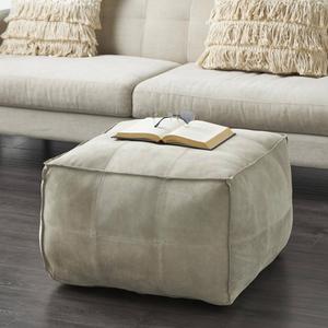 9th & Pike(R) Rustic Leather Pouf Ottoman alternate view