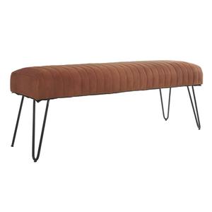 9th & Pike(R) Modern Farmhouse Brown Leather Bench