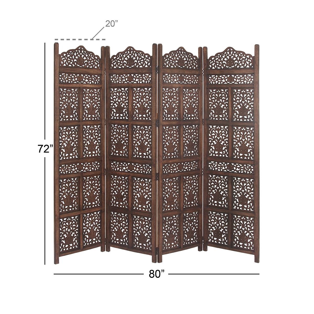 9th & Pike(R) 4-Panel Carved Room Divider