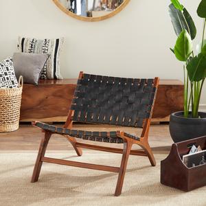 9th & Pike(R) Black Wood Contemporary Accent Chair - Set of 2 alternate view