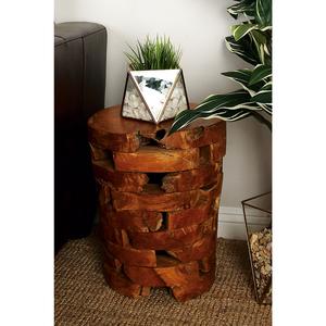 9th & Pike(R) Brown Teak Natural Side Table alternate view