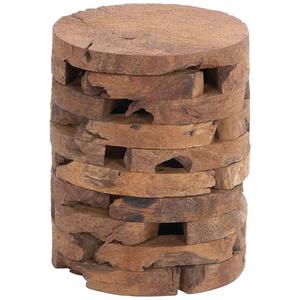 9th & Pike(R) Brown Teak Natural Footstool