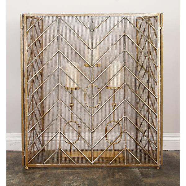 9th & Pike(R) Contemporary Brass Metal Fireplace Screen alternate view
