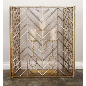 9th & Pike(R) Contemporary Brass Metal Fireplace Screen alternate view