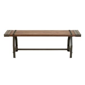 9th & Pike(R) Industrial Black Metal & Brown Wood Bench
